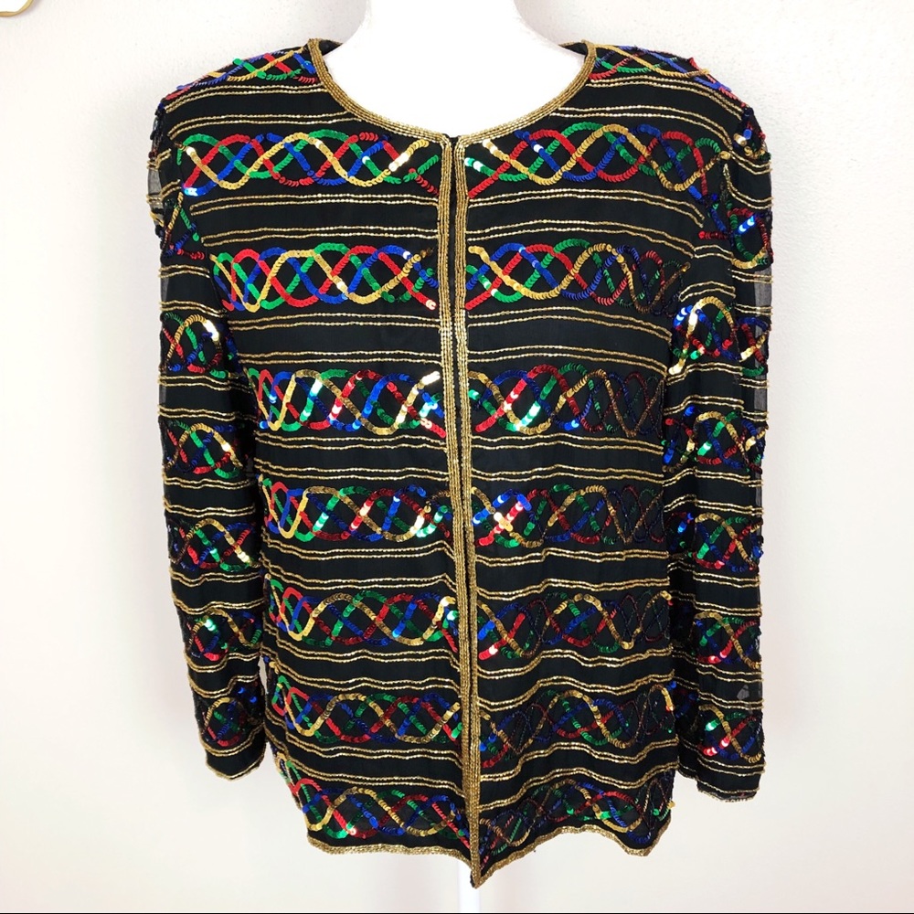 Laurence Kazar vintage silk sequined jacket